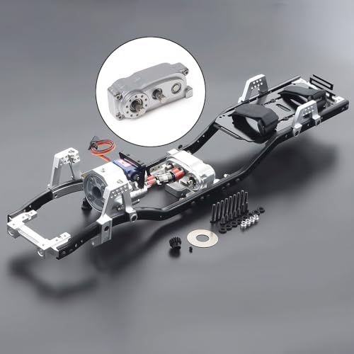 Metal Transfer Case with Reverse Shaft for 1/10 RC Crawler Axial SCX10 Chassis DIY Prefixal Planetary Gear Transmission Upgrade (Black)
