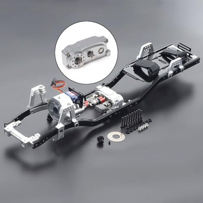Metal Transfer Case with Reverse Shaft for 1/10 RC Crawler Axial SCX10 Chassis DIY Prefixal Planetary Gear Transmission Upgrade (Black)