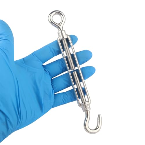 6PCS M6 Hook & Eye Turnbuckle 304 Stainless Steel 1/4" Turnbuckle Wire Rope Tension Heavy Duty Turnbuckles for Cable Railing Wire Rope Hardware Kit - size: Hook & Eye-M6