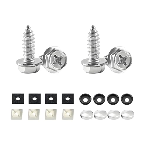 4 Set Anti-Theft License Plate Screw Kit, Stainless Steel Car Tag Frame Mounting Hardware with M6 1/4" Screw, Rustproof Auto Tag Plate Security Bolt Fastener, Universal Fit (Silver) - color: Silver, size: 4 PCS
