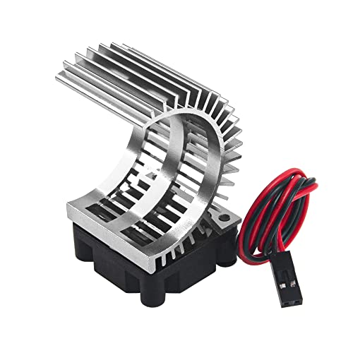 RC Motor Heatsink 540 545 550 Brushless Brushed Electric Engine Heat Sink with 5-6V Cooling Fan Compatible with Traxxas HSP HPI Wltoys Himoto Axial Tamiya 1/10 RC Crawler Truck Car (Silver) - color: Silver