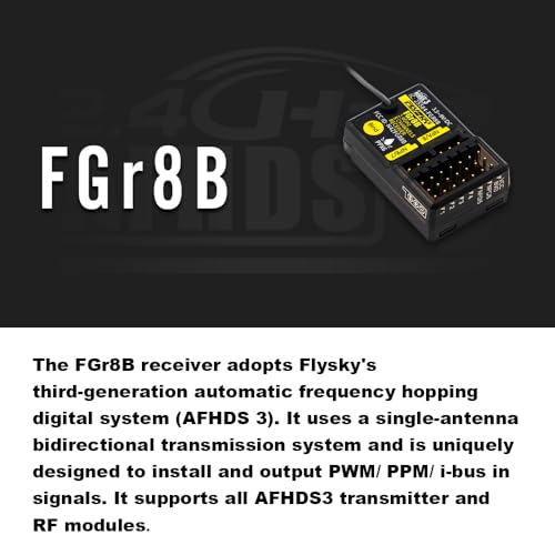 Goolsky Flysky FGr8B Receiver, 2.4GHz 8 Channels Receiver for Flysky AFHDS 3 PL18 NB4+ NB4 Pro+ RC Transmitters and FRM302 RF Modules