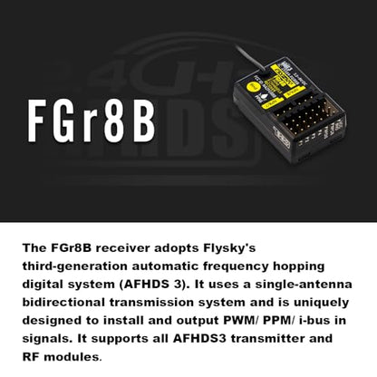 Goolsky Flysky FGr8B Receiver, 2.4GHz 8 Channels Receiver for Flysky AFHDS 3 PL18 NB4+ NB4 Pro+ RC Transmitters and FRM302 RF Modules