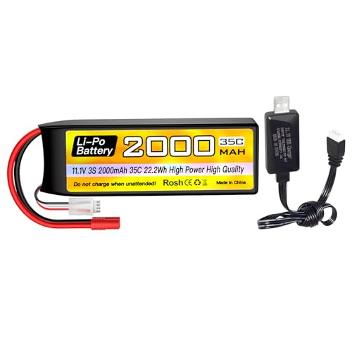 1PCS 3S Lipo Battery 11.1V 2000mAh 35C with 3.5mm Banana Head Plug with USB Charging Cable for RC Car Truck Boat Quadcopter FPV Drone Battery
