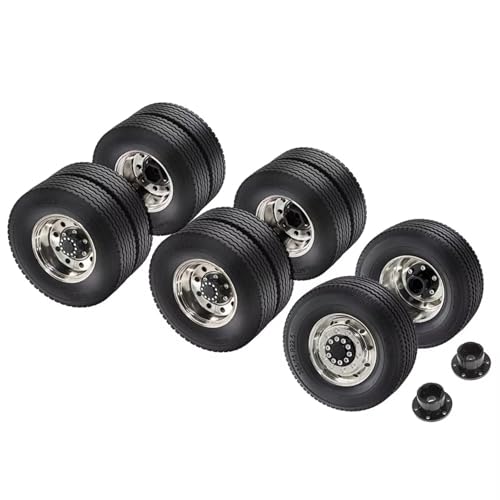 RC Cars Spare Parts Compatible with Tamiya 1/14 RC Truck Cars Upgrade Parts Spare Accessories for Universal Metal Wheel Rim Tire Set(1set) - size: 1set