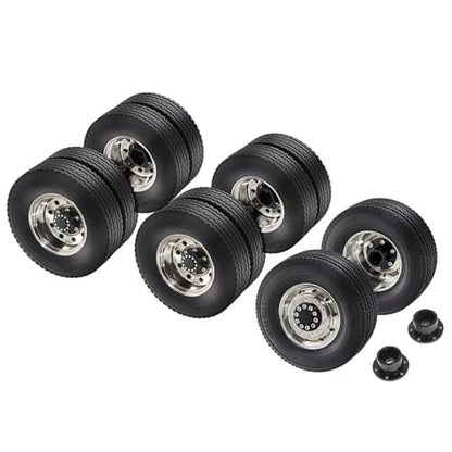 RC Cars Spare Parts Compatible with Tamiya 1/14 RC Truck Cars Upgrade Parts Spare Accessories for Universal Metal Wheel Rim Tire Set(1set) - size: 1set