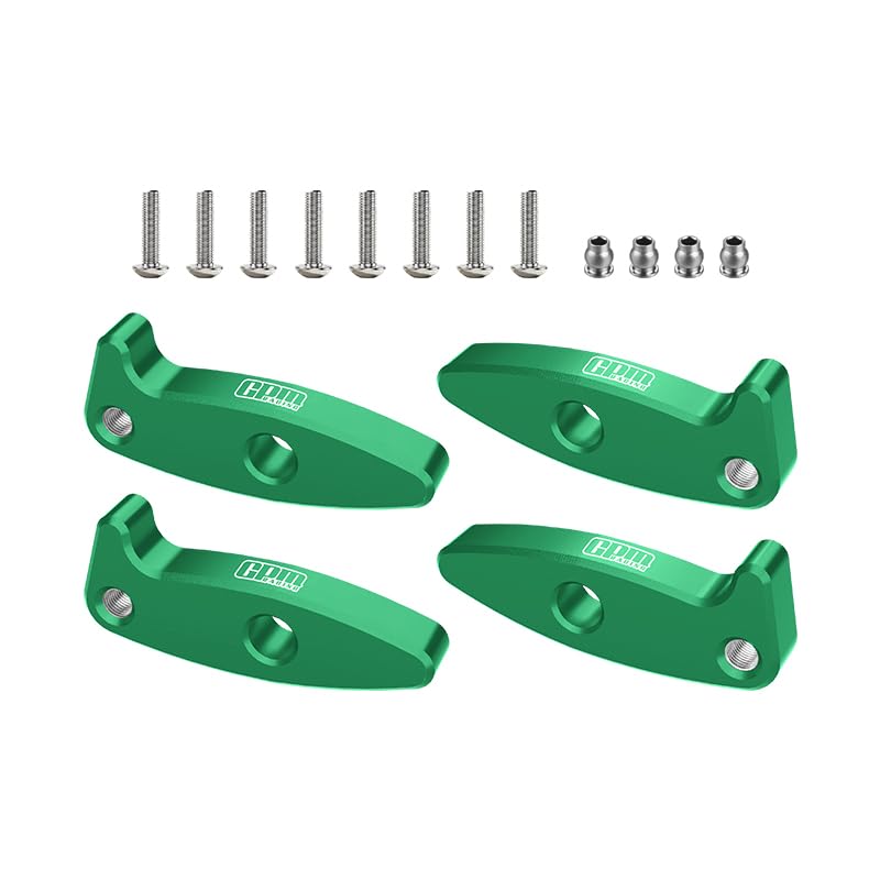 GPM for Axial 1/30 SCX30 RC Crawler – Fits SCX30 Ford Bronco, Jeep Wrangler JLU, Chevrolet K10 – High Articulation & Clearance Flex Blades: 7075-T6 Alloy Droop Flex Mod Extension Kit (Green) - color: Green