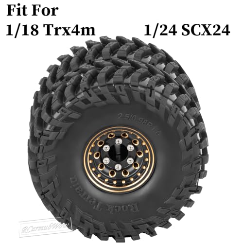1.0 Beadlock Dually Wheels and Tires for 1/24 1/18 RC Crawler Car SCX24 TRX4M,Soft Mud Tires 1.0 Beadlock Tires Set Brass 1.0 Beadlock Wheels Double Wheels,4pcs,Style1 - style: Style1(4pcs)