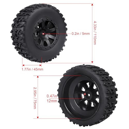 HobbyPark Pre-Glued RC Tires and Wheels 12mm Hex for 1/10 Scale RC Short Course Truck Traxxas Slash 4x4 2WD BL-2S, Redcat Blackout XTE SC TR10, Losi 22S SCT, 4PCS (Style B) - style: Style B