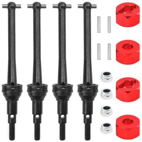 ShareGoo Steel CVD Drive Shaft Dogbone w/Hex Wheel Hubs Hex Adapter Compatible with MJX Hyper Go H14BM 14210 14209 1/14 RC Car (Black) - color: Black