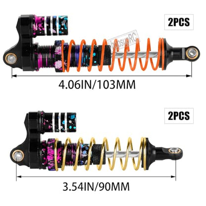 Upgrades Part Front Rear Assembled Full Metal Shocks Aluminum Big Bore RC Shocks Absorber Damper for 1/10 Slash/Rustler/Stampede/Bandit 4X4 4WD 2WD(VXL).colour(4PCS) - color: colour(4PCS)