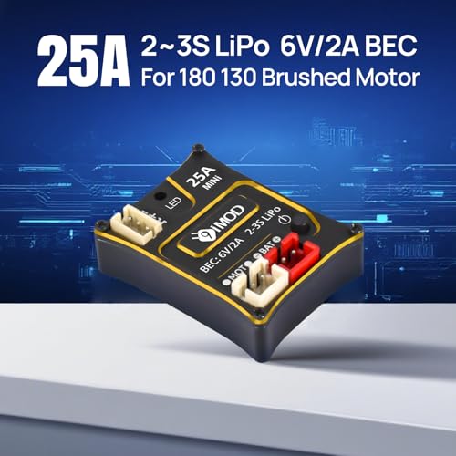 25A Waterproof Micro Brushed ESC for SCX24 1/24 & TRX4M 1/18 RC Crawler Upgrade Part 2-3S LiPo Mini RC ESC Electronic Speed Controller(Black) - color: Black