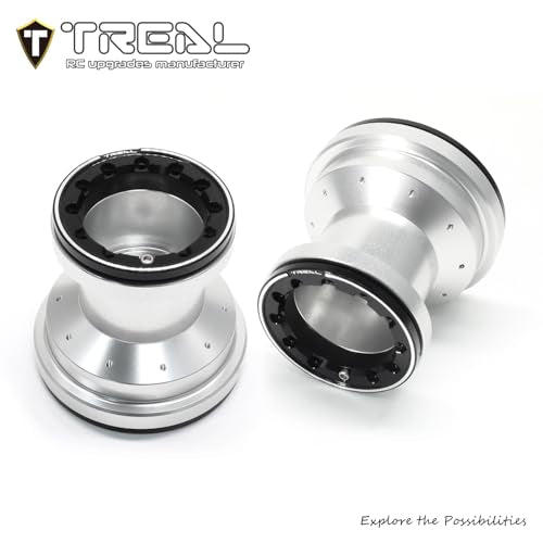 TREAL Aluminum 7075 Beadlock Wheels Set of 4 for 1/18 Mini LMT Monster Truck(Silver-Black) - color: Silver-Black