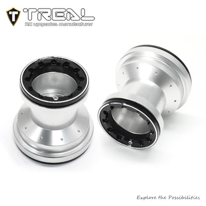 TREAL Aluminum 7075 Beadlock Wheels Set of 4 for 1/18 Mini LMT Monster Truck(Silver-Black) - color: Silver-Black