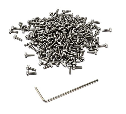 iexcell 100 Pcs M2 x 6mm Thread Pitch 0.4 mm Stainless Steel 304 Hex Socket Head Cap Screws Bolts Kit - size: M2 x 6mm