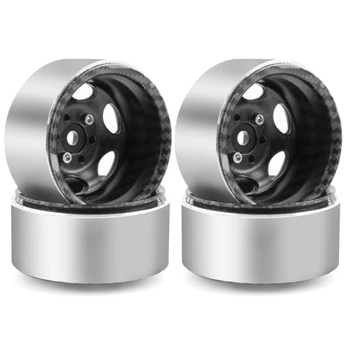 REDSPIDER•Negative Offset -10mm 1.9'' Beadlock Wheels Deep Dish Metal(4pcs) Retro Design for Scale 1/10 RC Crawler Axial SCX10 TRX4 VS4-10 Redcat Gen8 RC4WD D90 Rock Crawler (Fiber Color) - color: Fiber Color