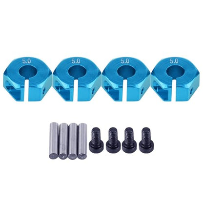 4 Pcs Universal Wheel Hex Hub Adapters,12mm Wheel Hex Mount with Pins and Screws,Wheel Hex Drive Adapters Hub RC Model Vehicle Accessory for RC Spare Part RC Car Upgrade Parts (5.0MM Blue) - size: 5.0MM blue