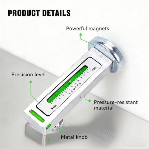 BARTOO Magnetic Camber Caster Pillar Gauge Aluminum Wheel Alignment Tool | Aluminum Alloy, 2-Pack, Magnetic Mount, Adjustable -5° to +5°, Fits Cars Trucks RVs Tire Repair, Silver - size: 2 Pack - Silver