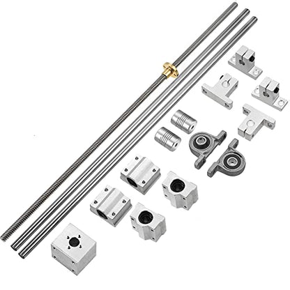 2PCS 8x250mm Linear Motion Rods & 8mm Lead Screw & 4PCS SK8 Rod Support & 4PCS SCS8UU & 2PCS KP08 Pillow Block & 2PCS Flexible Shaft Couplings for 3D Printer (Set of 16, 250mm) - style: 250mm