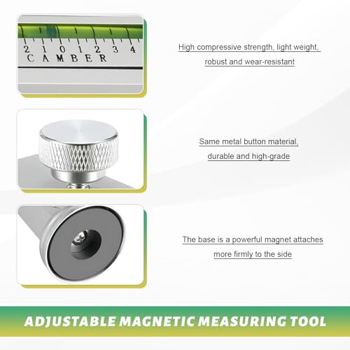 Adjustable Magnetic Gauge Tool, Automotive Wheel Hub Alignment Instrument with Magnetic Base, Wheel Camber Castor Tire Repair Tool for Sedan SUV Truck RV, Car Accessories