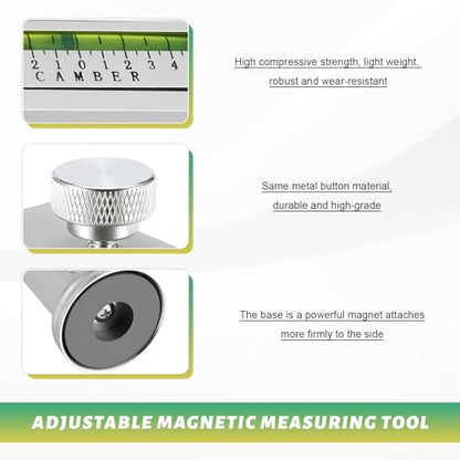Adjustable Magnetic Gauge Tool, Automotive Wheel Hub Alignment Instrument with Magnetic Base, Wheel Camber Castor Tire Repair Tool for Sedan SUV Truck RV, Car Accessories