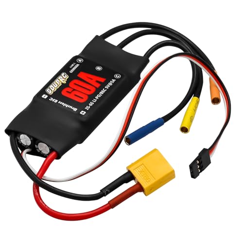 GOUPRC 60A Brushless ESC 2-6S Speed Controller with 5V/7A BEC & XT60 Plugs for Drone RC Helicopter Airplane Fixed Wing DIY RC Multi-axis Aircraft - style: 60A ESC