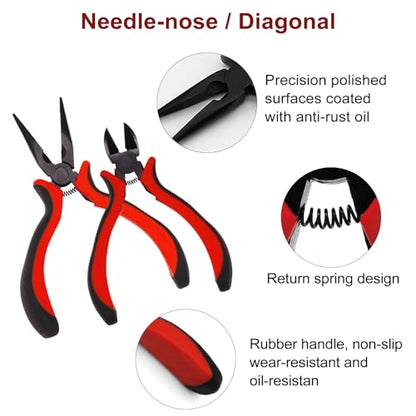 19Pcs RC Car Tool Kit Hex Screwdriver Set Nut Drivers Phillips Screwdrivers Plier Wrench Body Reamer for 1/8 1/10 Traxxas Axial Arrma DJI Drone Boat RC Repair Tool Kit Red - color: Red
