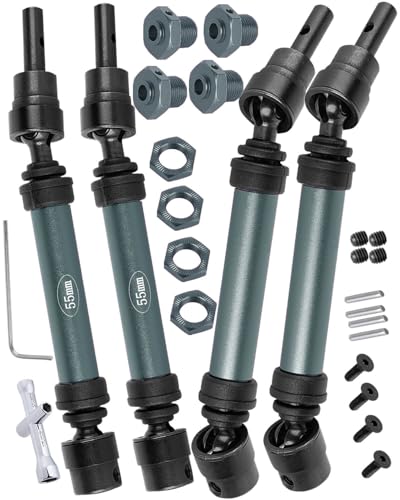 RC Drive Shafts Upgrades Part for 1/8 Typhon 3S BLX,Typhon Mega 550,RC #45 Steel CVD,Harden Front Rear Driveshaft Axles Hops up(4PCS),Titanium - color: Titanium/for 1/8