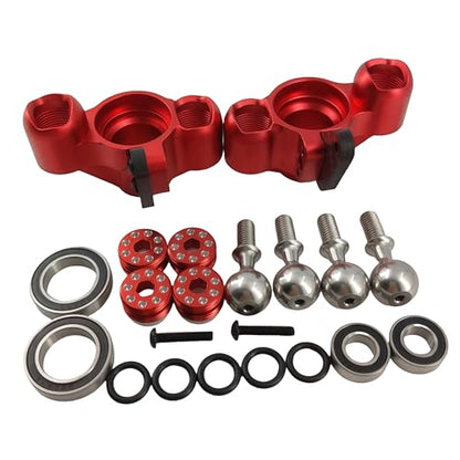 Steering Knuckles & Caster Blocks for ARRMA Kraton Outcast Notorious 6S (Red) | Aluminum,Front,Pivot Balls,1/8 Scale,BLX,AR330505 ARAC9366,CNC Machined,High Strength,Precision Fit - color: Red