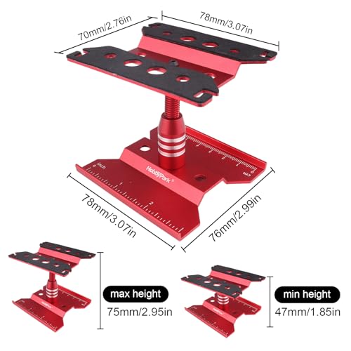 HobbyPark Mini RC Car Work Stand Aluminum for 1/24 1/18 Scale RC Crawler Axial SCX24 Traxxas TRX4M FCX24 FCX18 Workstation 360 Degree Rotation Lift Lower (Red) - color: Red