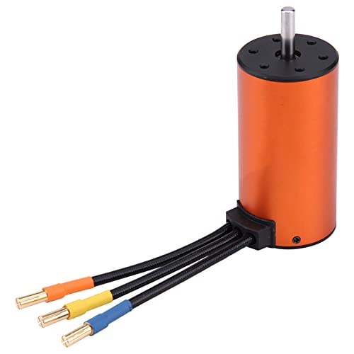 RC Car Motor Sensorless Brushless 3670 1900KV Four Pole Copper Winding 5mm Shaft 4mm Banana Plug for 1 8 1 10 Scale RC Truck Buggy Racing Upgrade