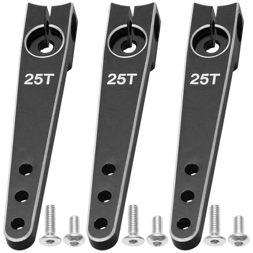 3Pack Vgoohobby 25T Servo Arm Horn Aluminum 25 Teeth Steering Arms Compatible with Futaba Hitec Savox Power HD Servo Motors Fit RC Crawler Car Airplane Plane Boat (1.75inch,Black) - color: Black, size: 1.75inch