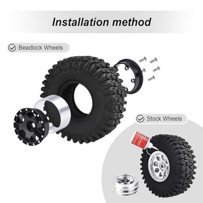 Hobbypark 1.0 Tires SCX24 Tires Soft Rubber for 1/18 TRX4M Axial SCX24 Gladiator Bronco C10 JLU Deadbolt B17 Betty 1/18 1/24 RC Crawler Car, 4PCS (53x19mm) - style: Type A