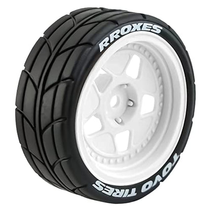 kingsea 4PCS Classic Drift Tires and Plastic Wheel Compatible with HPI Ken Block 1/10 RC Mustang Classic 1965 RC Car Upgrade Part (White)