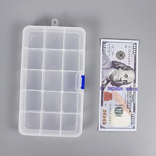 Qualsen 15 Girds Bead Organizer with Adjustable Dividers(4 Pack), Tackle Box Organizer and Small Plastic Organizer Box for Jewelry, Beads, Earrings, Crafts, Screws and Fishing Tackles Small Items - size: 15 Gird-4pcs