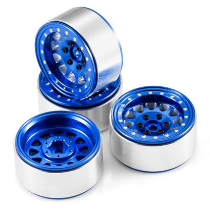 RCLIONS Aluminium 1.3" RC Beadlock Wheel Hub Rims for 1/24 1/18 TRX4M AXIAL SCX24 RC Crawler Car Upgrade Parts (Blue) - color: Blue