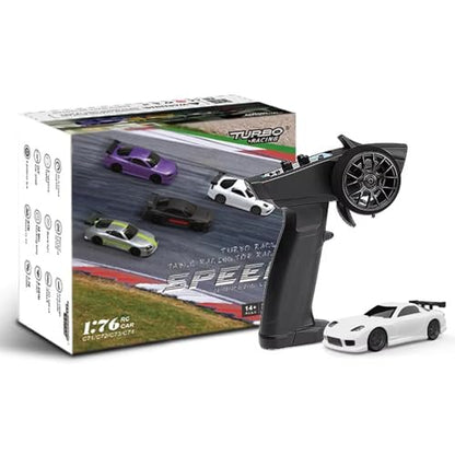 1:76 Turbo Racing Scale RC Sport Car, Table Racing Remote Control Mini Model Car Full Proportional RTR Kit Toys (C71white) - color: C71white