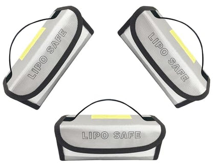3PCS 185 * 60 * 75mm Lipo Battery Safe Bag Charging Bag for Lipo Battery Pack Storage Charging Transport,Home Travel Fireproof Safe Storage Pouch - size: 185*60*75mm