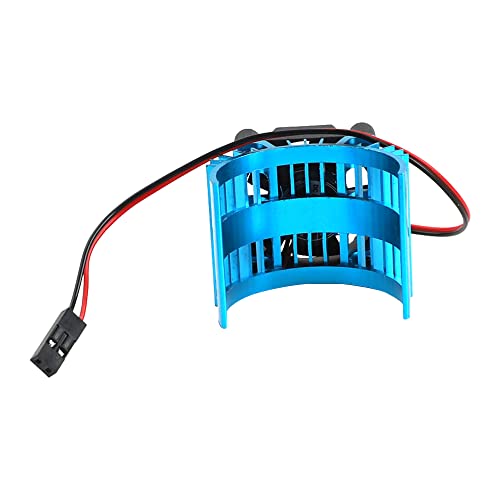 ShareGoo Alloy Heat Sink Heatsink with 5V Cooling Fan for 1/10 Car 540 550 3650 Size Brushless Engine Motor RC Car Truck Buggy Crawler,Blue