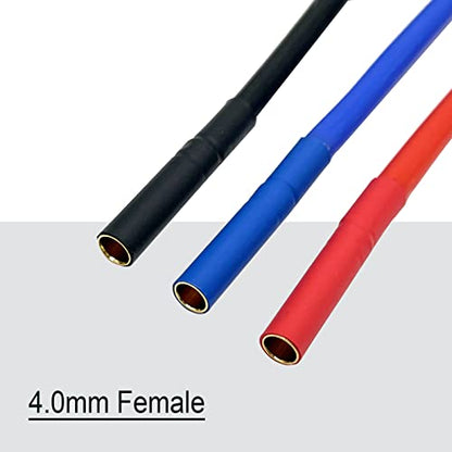 3pcs/Set 6.5MM Bullet Male to 4.0mm Female 12AWG 10CM ESC Extension Cable for RC Car Boat Brushless Motor ESC - style: 6.5mm male to 4.0mm female