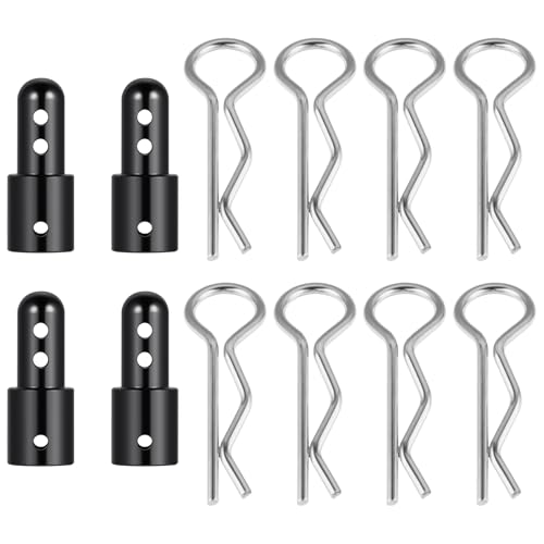 Pack of 4 RC Car Body Shell Mount Aluminum Body Post Mounts Car Shell Fixing Holder Mounts with Clips Compatible with MJX Hyper Go 1/14 14210 14209 14301 14302 RC Car Upgrades Parts (Black) - color: Black