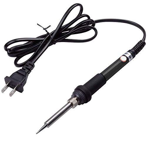 Electric Soldering Iron Kit 60W Adjustable Temperature Welding Soldering Iron with 5pcs Different Tips, 1 thread 1.0mm Dia. (Soldering Irons) - color: Black