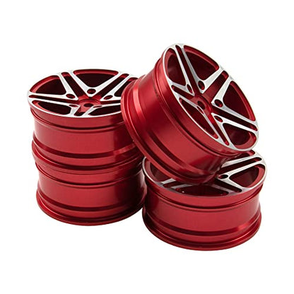 ShareGoo Metal Wheel Rims RC 12mm Hex Hubs 1/10 RC Drift On-Road Racing Touring Wheel Rim Compatible with HSP Tamiya Kyosho RedCat Sakura WLtoys Universal 1/10 RC Scales,5-Spoke (Red) - color: Red