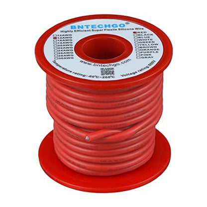 BNTECHGO 14 Gauge Silicone Wire Red 25ft Stranded Tinned Copper Wire | Flexible 14 AWG Stranded Wire Silicone Rubber Insulation For RC Models, Drone, Robot, Battery, EV Charger, 3D Printer, DIY - color: Red, size: silicone wire 25ft