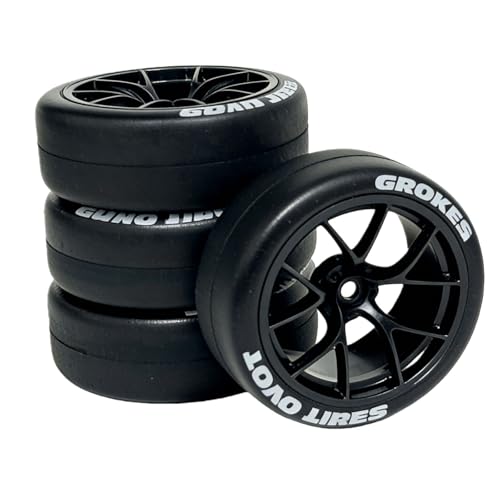 1/10 RC Drift Tires and Wheels Rims 12mm Hex 65mm OD Compatible with Tamiya Traxxas HPI Kyosho XV02 XV01 TT01 TT02 PTG2 A959 On-Road Drift Car (4PCS)