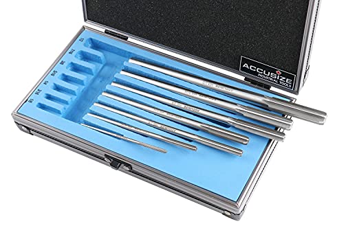 Accusize Industrial Tools Chucking Reamer Set, 1/8" to 1/2" by 1/16", 7 Pc | HSS M2 Premium, Straight Flute, Right Hand Cut, ANSI, Aluminum Case, 5528-SH00 - size: Fractional 1/8" thru 1/2" by 16ths