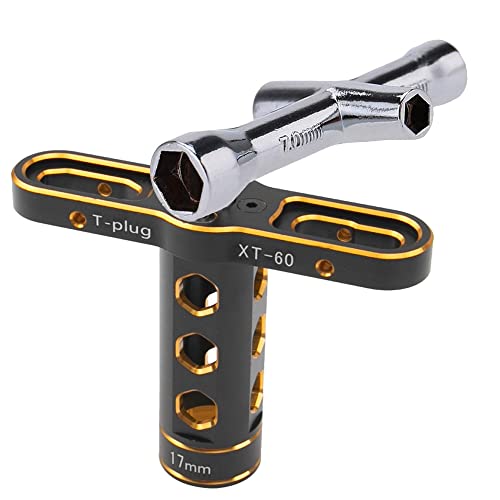 RC Car Tool 17mm Hex Adapter Wheel Wrench w/ 4mm 5mm 5.5mm 7mm Hex Socket Wrench Compatible with Traxxas Axial Arrma HSP Redcat Tamiya ECX HPI 1/8 1/10 1/12 Car Truck (Golden) - color: Golden