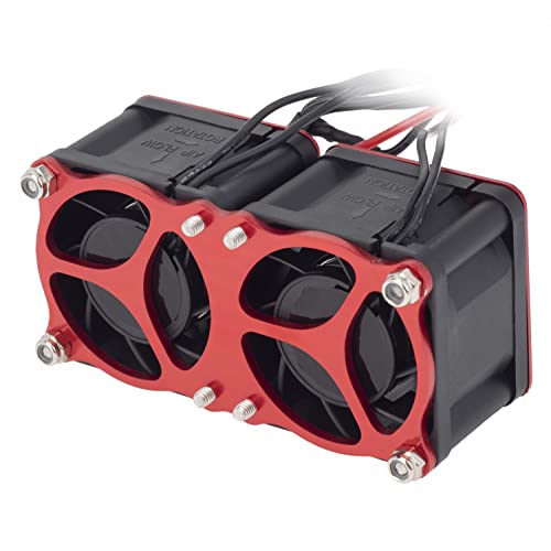 DKKY RC Motor Cooling Fan Heatsink 2Pcs DIY Kit for TRX4 ARRMA Axial 1/10 1/8 1/5 RC Model Car Upgrade Parts (Red) - style: Red