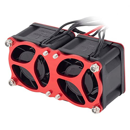 DKKY RC Motor Cooling Fan Heatsink 2Pcs DIY Kit for TRX4 ARRMA Axial 1/10 1/8 1/5 RC Model Car Upgrade Parts (Red) - style: Red