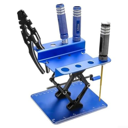 Adjustable RC Car Work Stand for 1/8 to 1/24 Scale Models - Aluminum Alloy Repair Station with Height Lift Platform(black) - color: Black